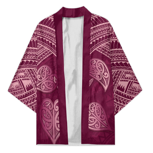 Burgundy New Zealand Kawakawa Maori Ngaru Kimono