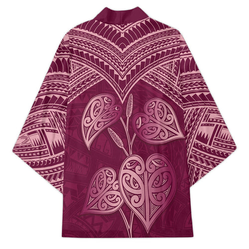 Burgundy New Zealand Kawakawa Maori Ngaru Kimono