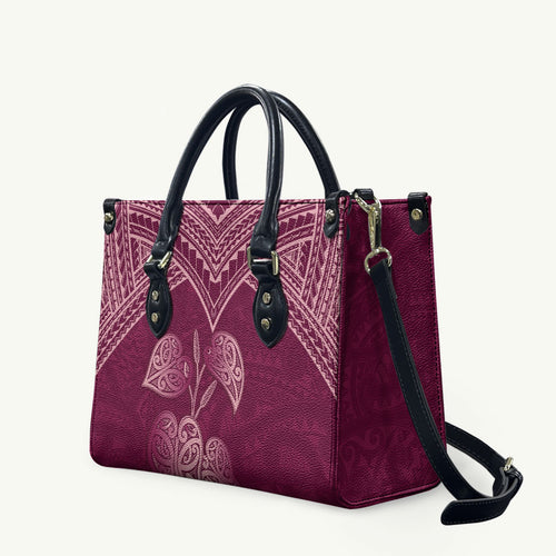 Burgundy New Zealand Kawakawa Maori Ngaru Leather Bag