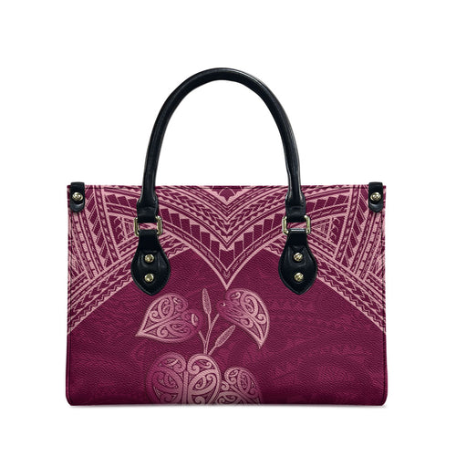 Burgundy New Zealand Kawakawa Maori Ngaru Leather Bag