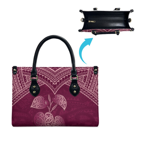 Burgundy New Zealand Kawakawa Maori Ngaru Leather Bag
