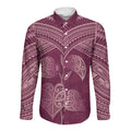 Burgundy New Zealand Kawakawa Maori Ngaru Long Sleeve Button Shirt