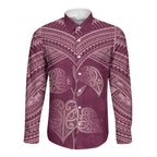 Burgundy New Zealand Kawakawa Maori Ngaru Long Sleeve Button Shirt