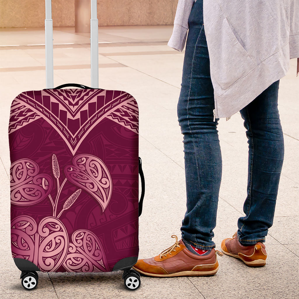 Burgundy New Zealand Kawakawa Maori Ngaru Luggage Cover
