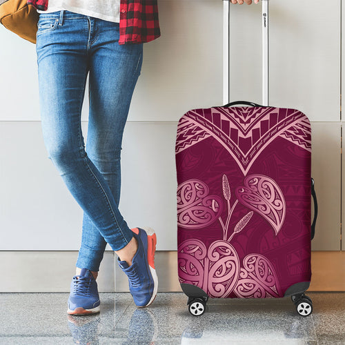 Burgundy New Zealand Kawakawa Maori Ngaru Luggage Cover