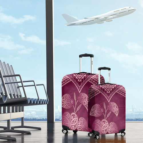 Burgundy New Zealand Kawakawa Maori Ngaru Luggage Cover