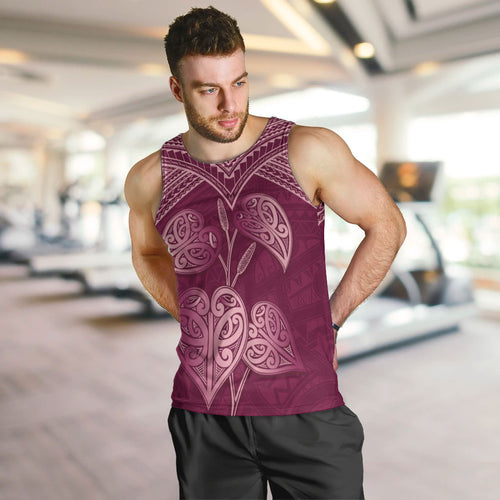 Burgundy New Zealand Kawakawa Maori Ngaru Men Tank Top