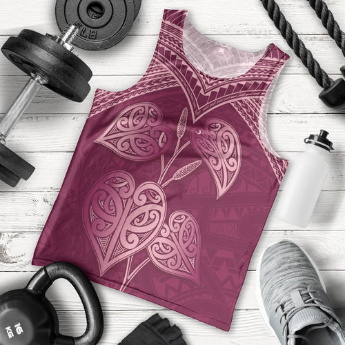 Burgundy New Zealand Kawakawa Maori Ngaru Men Tank Top