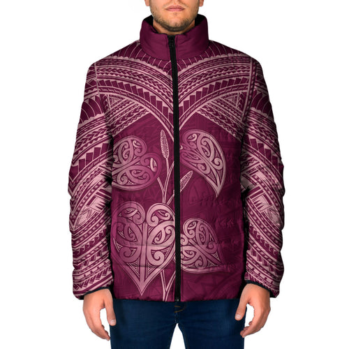 Burgundy New Zealand Kawakawa Maori Ngaru Padded Jacket