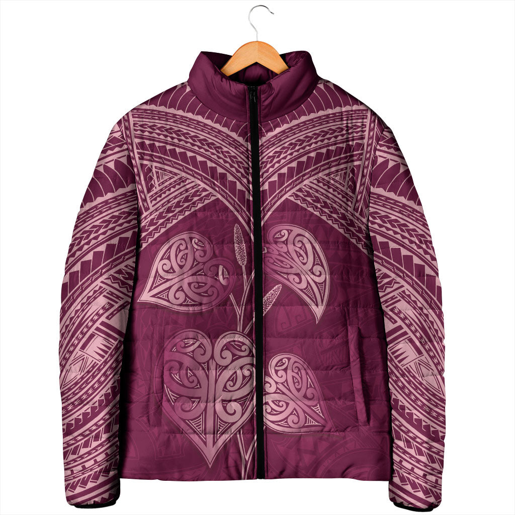 Burgundy New Zealand Kawakawa Maori Ngaru Padded Jacket