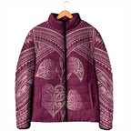 Burgundy New Zealand Kawakawa Maori Ngaru Padded Jacket