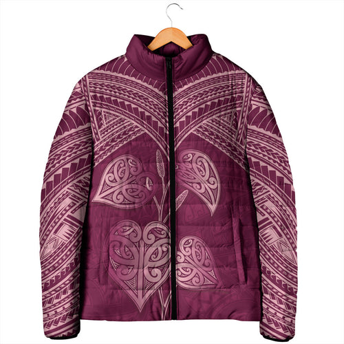 Burgundy New Zealand Kawakawa Maori Ngaru Padded Jacket