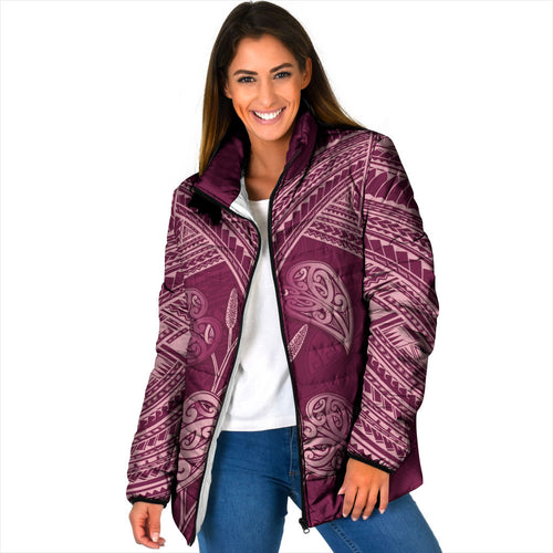 Burgundy New Zealand Kawakawa Maori Ngaru Padded Jacket