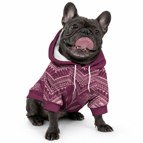Burgundy New Zealand Kawakawa Maori Ngaru Pet Hoodie