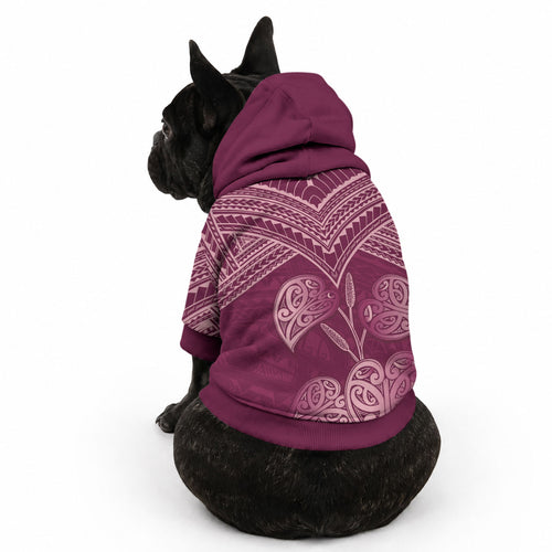 Burgundy New Zealand Kawakawa Maori Ngaru Pet Hoodie