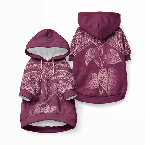 Burgundy New Zealand Kawakawa Maori Ngaru Pet Hoodie