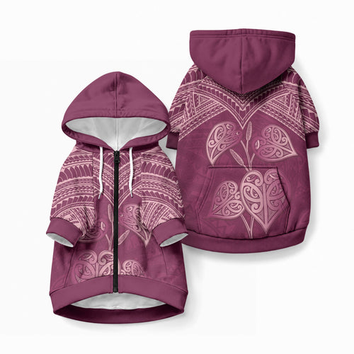 Burgundy New Zealand Kawakawa Maori Ngaru Pet Hoodie