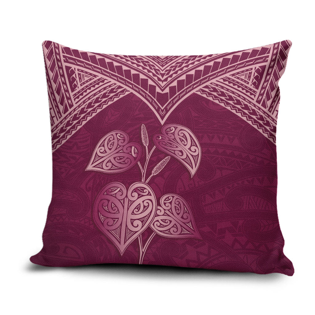 Burgundy New Zealand Kawakawa Maori Ngaru Pillow Cover