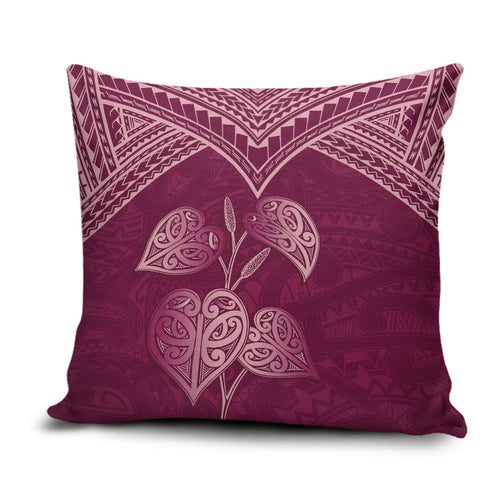 Burgundy New Zealand Kawakawa Maori Ngaru Pillow Cover