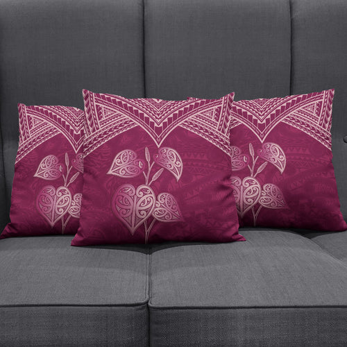 Burgundy New Zealand Kawakawa Maori Ngaru Pillow Cover