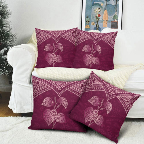 Burgundy New Zealand Kawakawa Maori Ngaru Pillow Cover