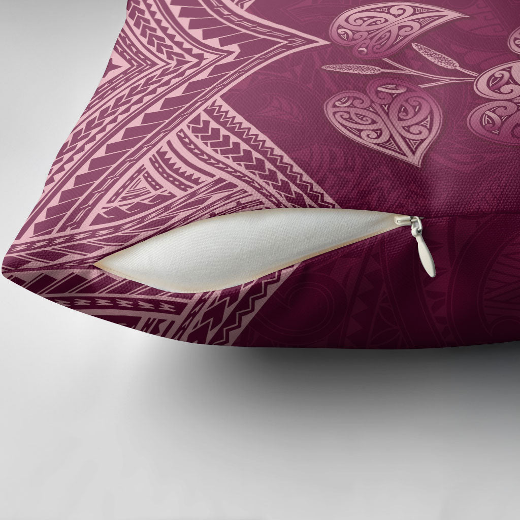 Burgundy New Zealand Kawakawa Maori Ngaru Pillow Cover