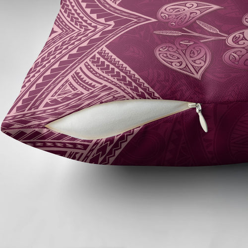 Burgundy New Zealand Kawakawa Maori Ngaru Pillow Cover