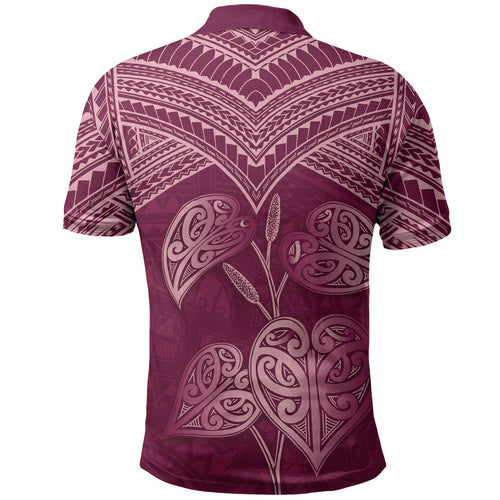 Burgundy New Zealand Kawakawa Maori Ngaru Polo Shirt