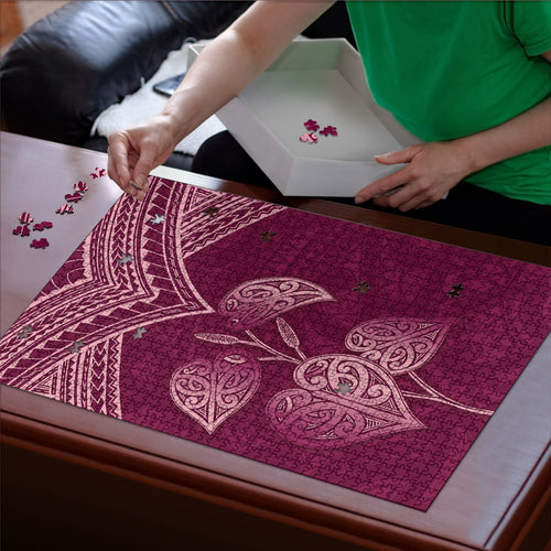 Burgundy New Zealand Kawakawa Maori Ngaru Puzzle