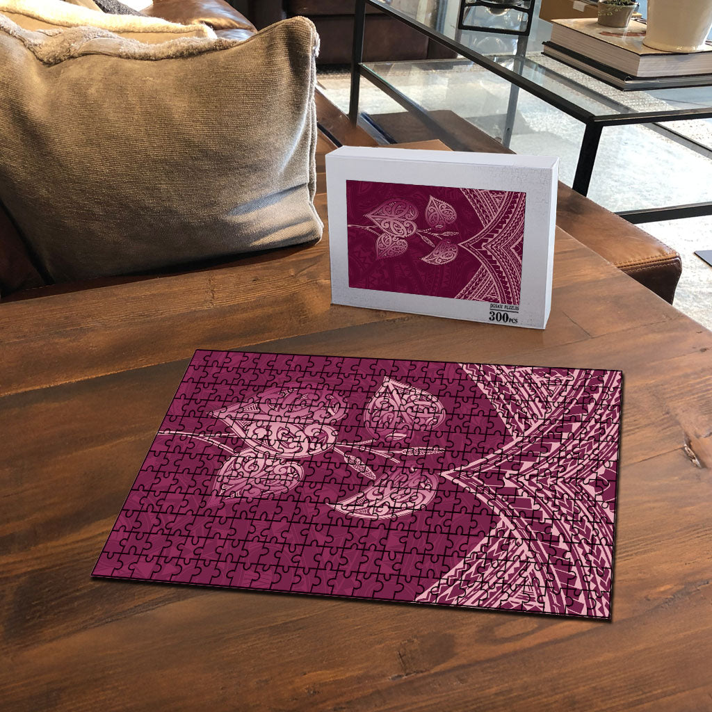 Burgundy New Zealand Kawakawa Maori Ngaru Puzzle