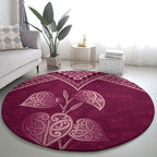 Burgundy New Zealand Kawakawa Maori Ngaru Round Carpet
