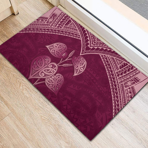 Burgundy New Zealand Kawakawa Maori Ngaru Rubber Doormat