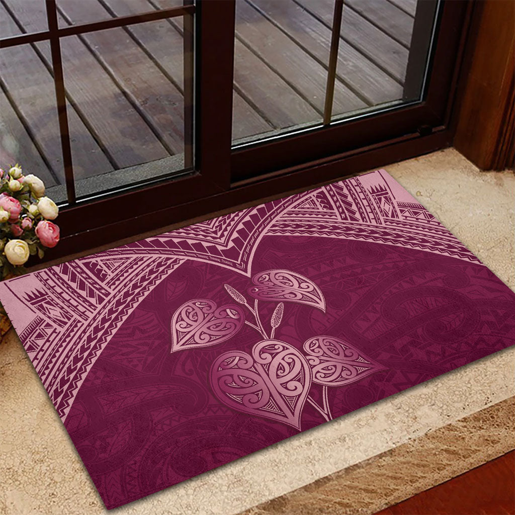 Burgundy New Zealand Kawakawa Maori Ngaru Rubber Doormat