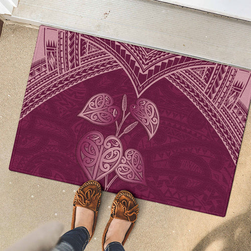 Burgundy New Zealand Kawakawa Maori Ngaru Rubber Doormat