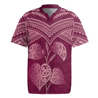 Burgundy New Zealand Kawakawa Maori Ngaru Rugby Jersey