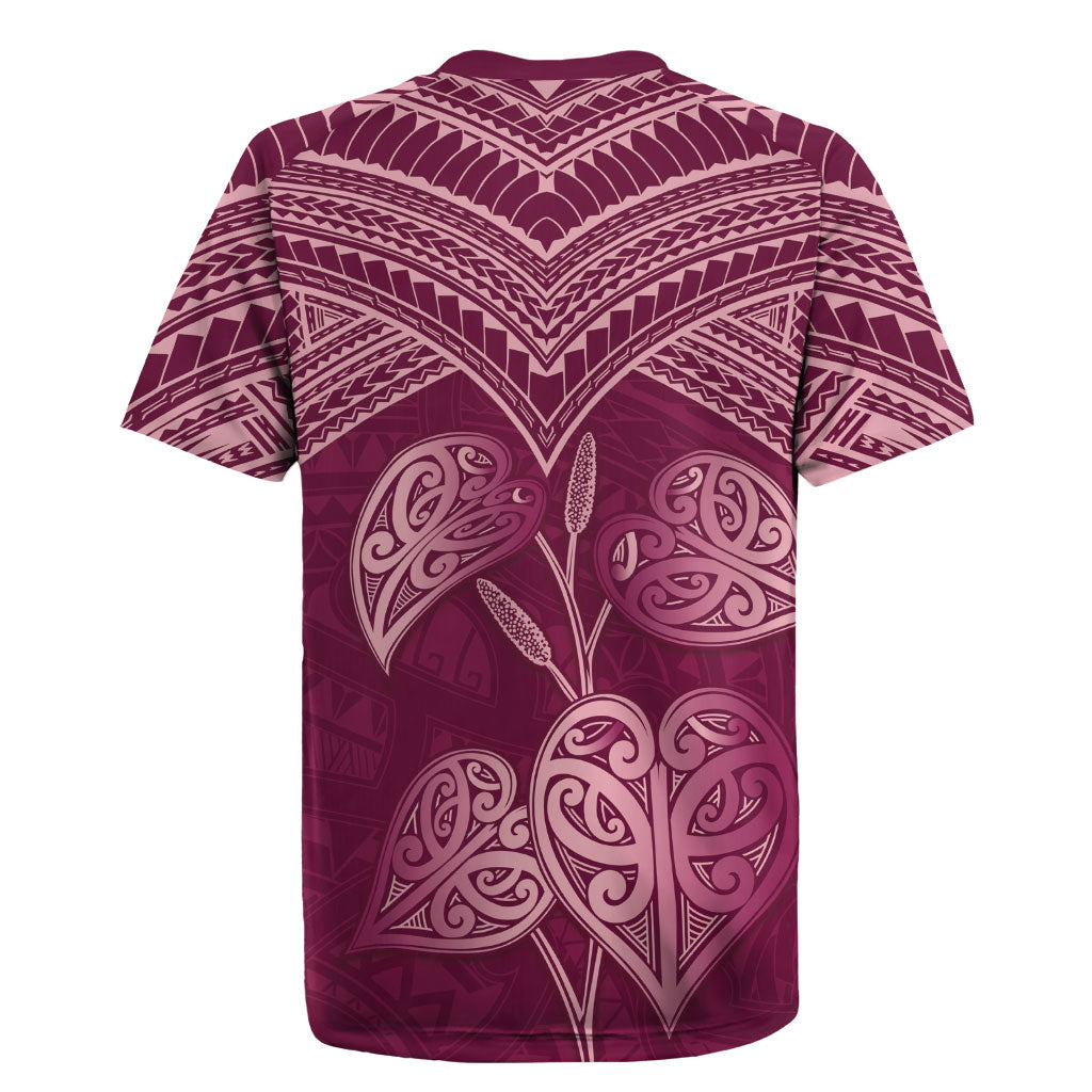 Burgundy New Zealand Kawakawa Maori Ngaru Rugby Jersey