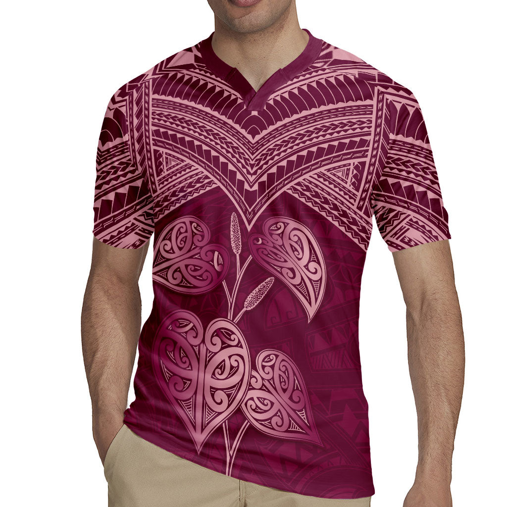 Burgundy New Zealand Kawakawa Maori Ngaru Rugby Jersey