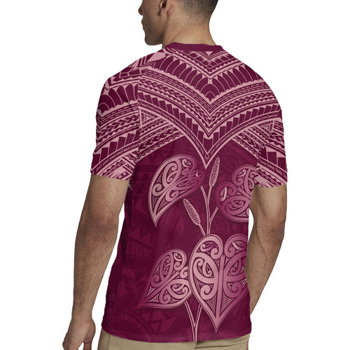 Burgundy New Zealand Kawakawa Maori Ngaru Rugby Jersey