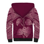 Burgundy New Zealand Kawakawa Maori Ngaru Sherpa Hoodie
