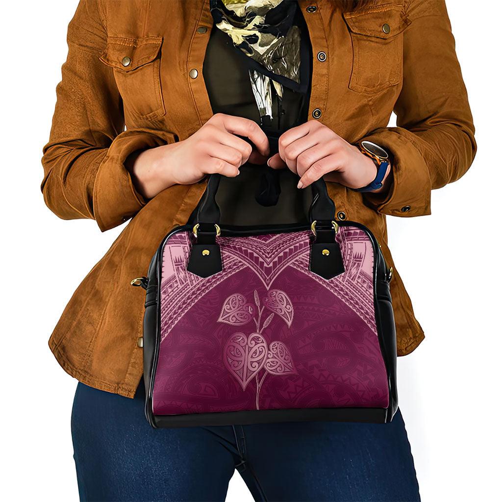 Burgundy New Zealand Kawakawa Maori Ngaru Shoulder Handbag