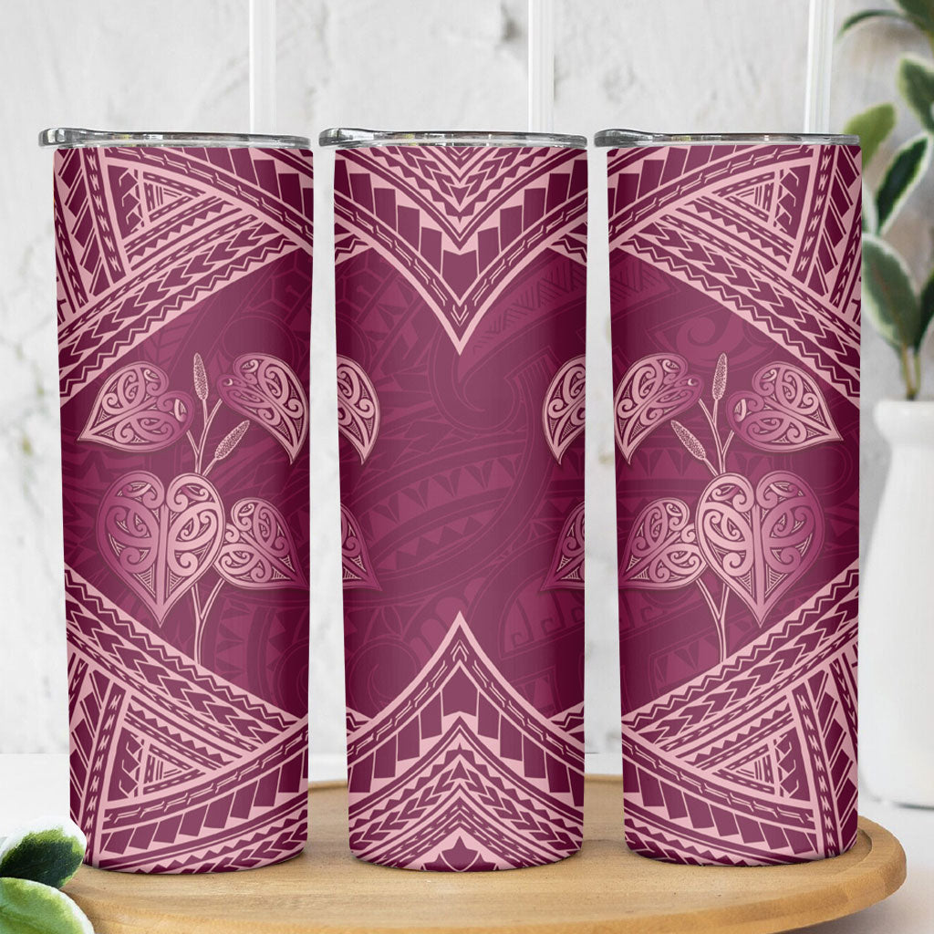 Burgundy New Zealand Kawakawa Maori Ngaru Skinny Tumbler