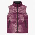 Burgundy New Zealand Kawakawa Maori Ngaru Sleeveless Puffer Jacket