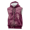 Burgundy New Zealand Kawakawa Maori Ngaru Sleeveless Zip Hoodie