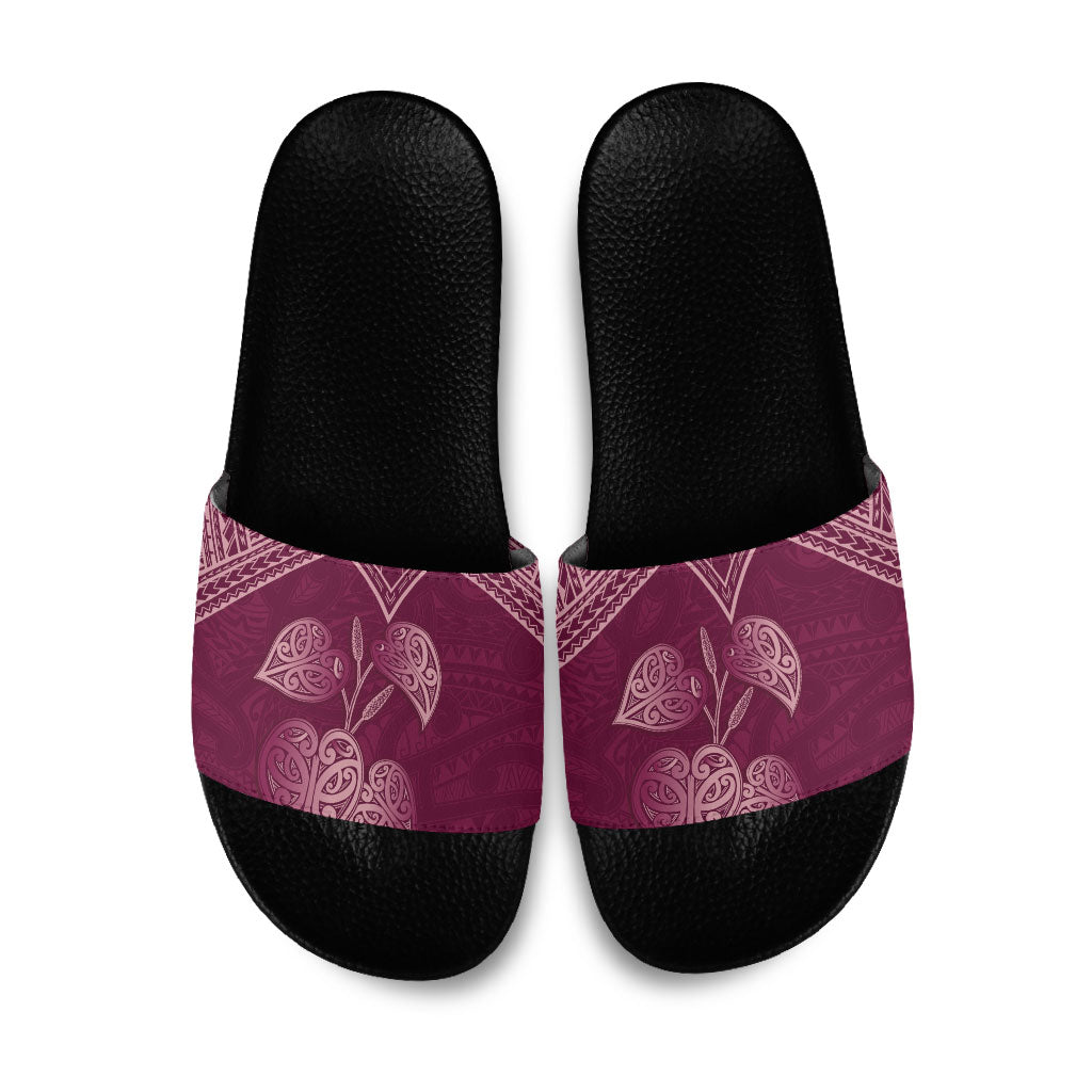 Burgundy New Zealand Kawakawa Maori Ngaru Slide Sandals