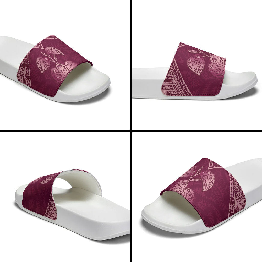 Burgundy New Zealand Kawakawa Maori Ngaru Slide Sandals