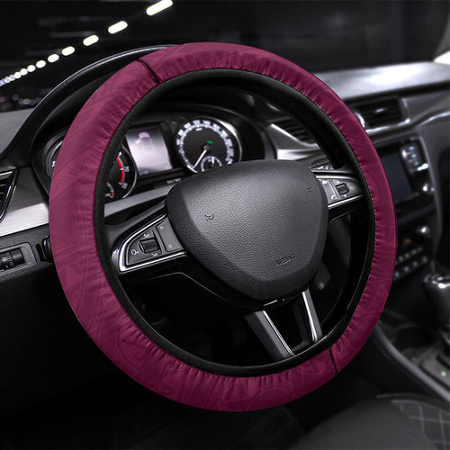 Burgundy New Zealand Kawakawa Maori Ngaru Steering Wheel Cover