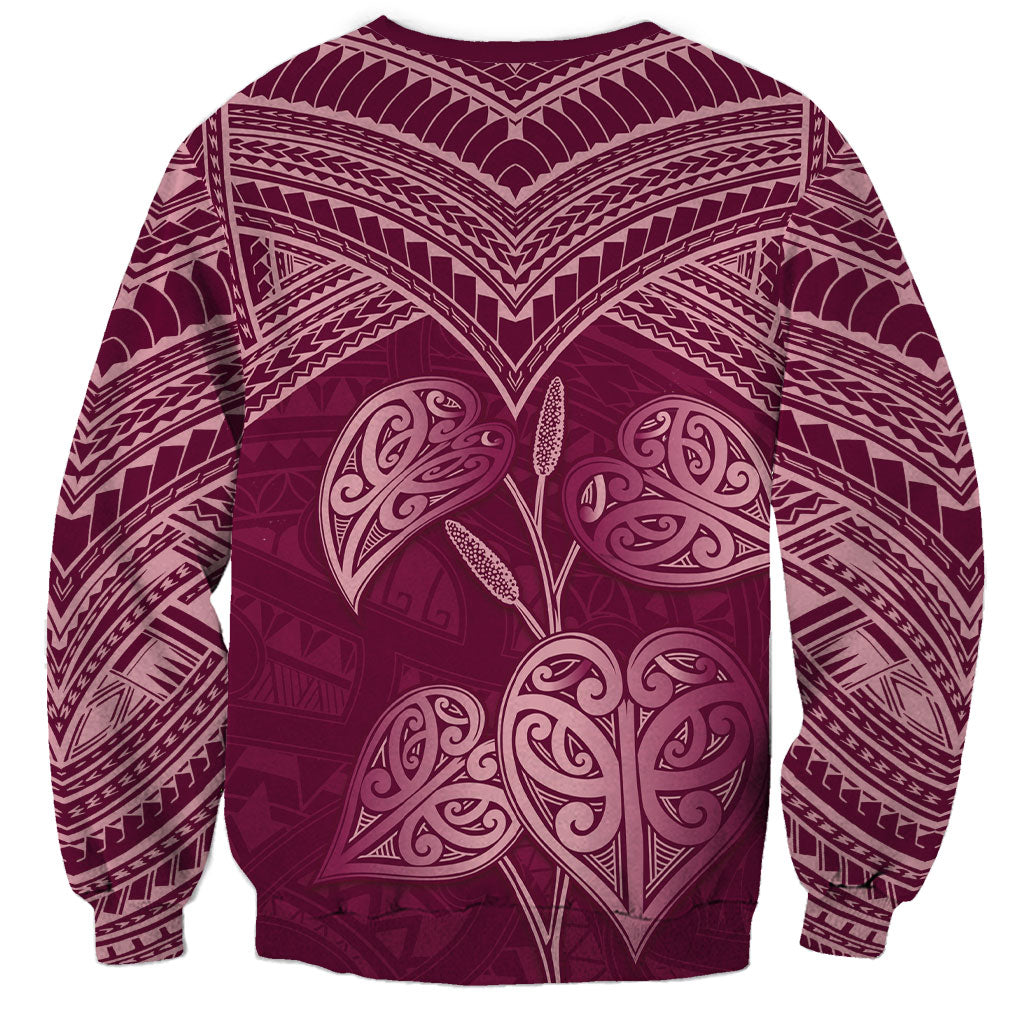 Burgundy New Zealand Kawakawa Maori Ngaru Sweatshirt