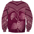 Burgundy New Zealand Kawakawa Maori Ngaru Sweatshirt