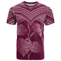 Burgundy New Zealand Kawakawa Maori Ngaru T Shirt