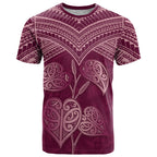 Burgundy New Zealand Kawakawa Maori Ngaru T Shirt
